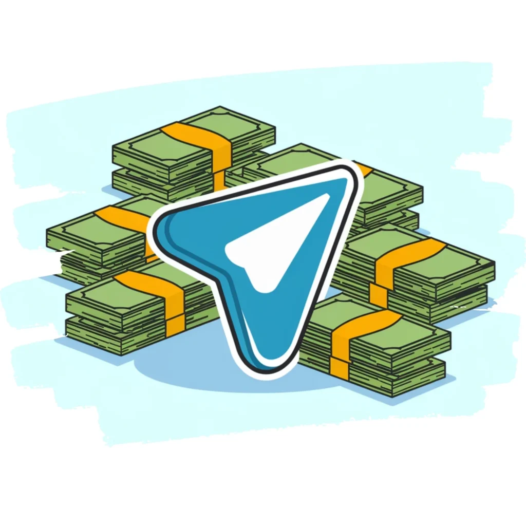 Telegram logo with money